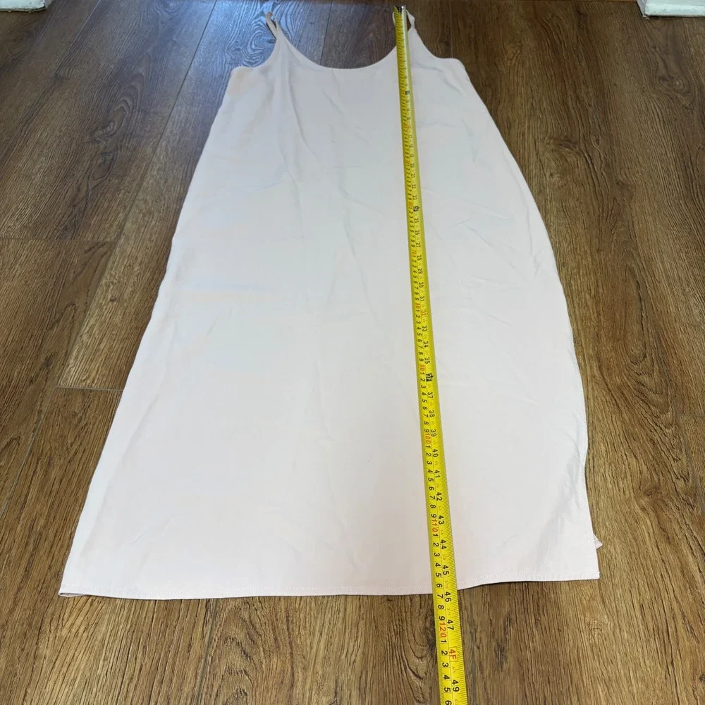 Everlane Japanese GoWeave Slip Dress Blush Pink Midi Side Slit Size 2 Minimalist